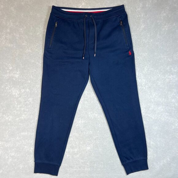 Polo Ralph Lauren Navy Blue Drawstring Joggers Pants Cotton Blend Men's Size XL - Picture 1 of 10